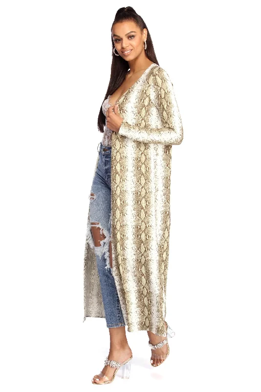 Brushed Knit Snakeskin Duster