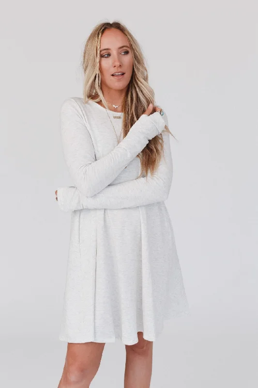 The Nest Jake Long Sleeve Crewneck Dress - Ash Gray