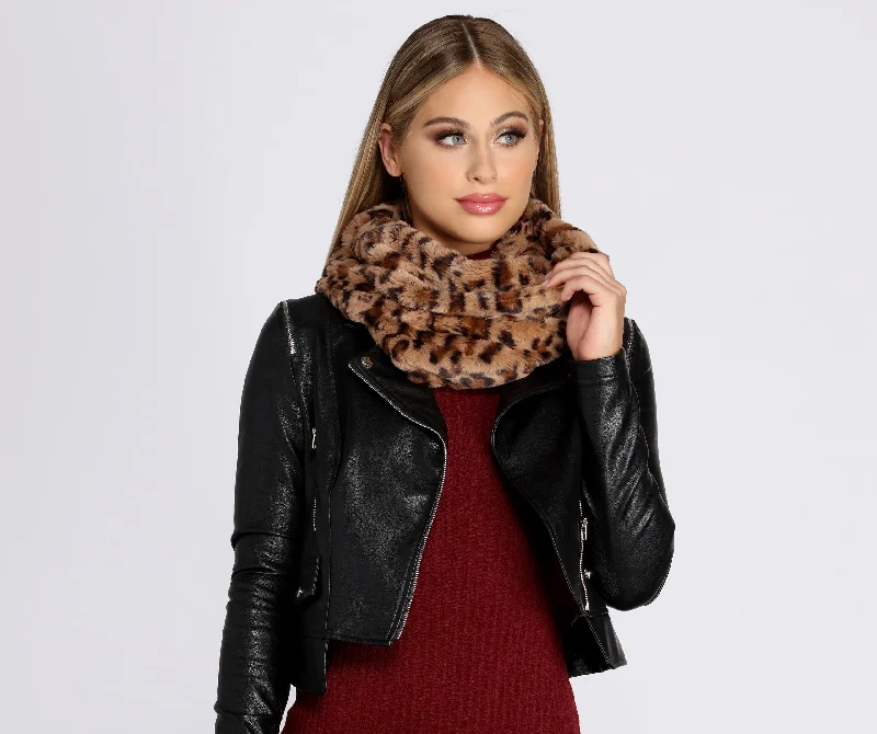 Leopard Faux Fur Infinity Scarf