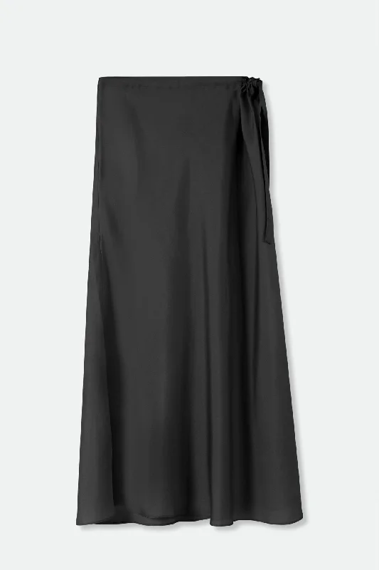 NAHLA SILK TWILL SKIRT IN BLACK