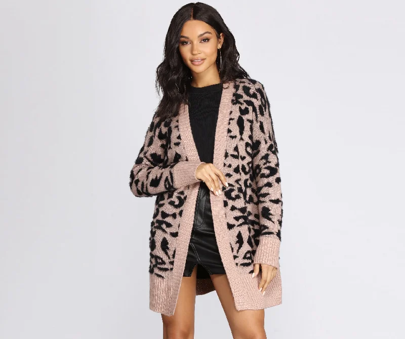 Purrfect Style Leopard Print Cardigan