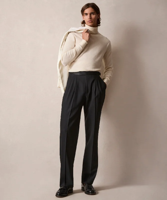 Italian Relaxed Tuxedo Trouser in Black