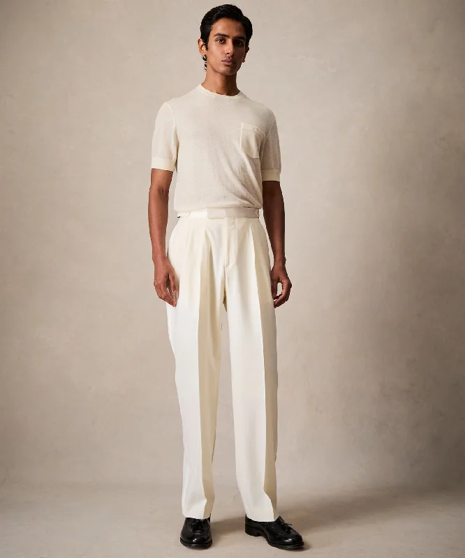 Italian Relaxed Tuxedo Trouser in Ivory