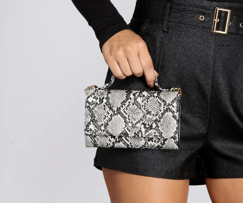 Snake Print Cross-Body Wallet