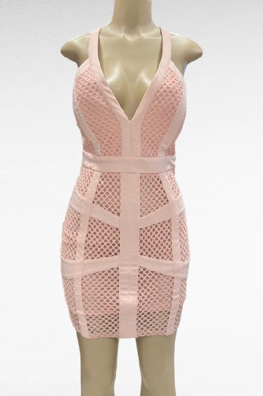 Fishnet Crossed Back Bodycon Dress