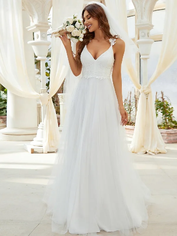 Elizabeth double V neck Wedding dress in ivory Express NZ wide