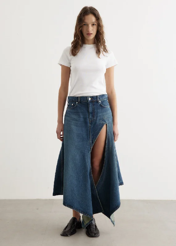 Evergreen Cut Out Denim Skirt Slit unclassified skirts