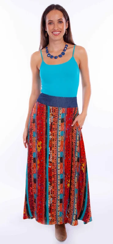 Scully Womens Southwestern Patchwork Santa Fe 100% Rayon Skirt High-low unclassified skirts